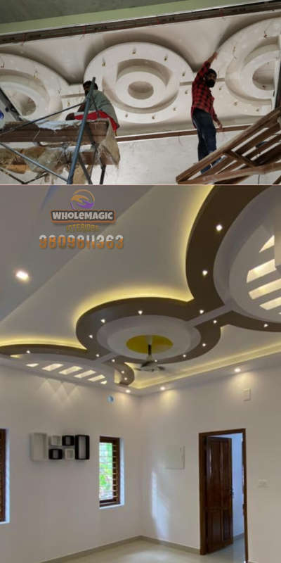 Ceiling, Lighting Designs by Interior Designer 🇼‌🇭‌🇴‌🇱‌🇪‌🇲‌🇦‌🇬‌🇮‌🇨‌ 𝐓𝐡𝐞 𝐆𝐲𝐩𝐬𝐮𝐦 𝐂𝐞𝐢𝐥𝐢𝐧𝐠 𝐄𝐱𝐩𝐞𝐫𝐭, Alappuzha | Kolo
