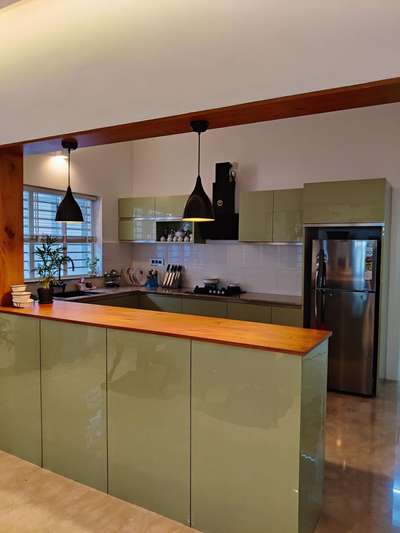 Kitchen, Lighting, Flooring Designs by Architect AAPTHA INTERIORS, Kozhikode | Kolo