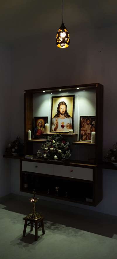 Prayer Room, Lighting, Storage Designs by Interior Designer sameesh S Anand, Kollam | Kolo