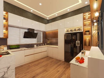 Kitchen, Lighting, Storage Designs by Architect Nidhish T vasudev, Thrissur | Kolo