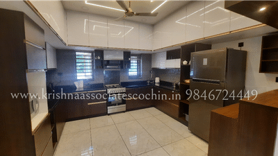 Kitchen, Storage, Lighting, Flooring Designs by Interior Designer Krishna Associates Ampio homedecor , Ernakulam | Kolo