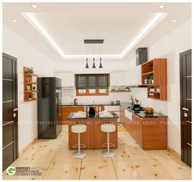 Kitchen, Ceiling, Lighting, Storage, Furniture Designs by Architect Green Archi, Malappuram | Kolo