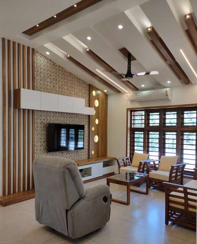 Ceiling, Furniture, Lighting, Living, Storage, Table Designs by Interior Designer Arjun PV, Palakkad | Kolo
