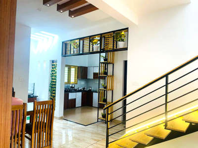 Staircase, Kitchen, Storage Designs by Contractor Dixon Puthenpuraickal, Thrissur | Kolo