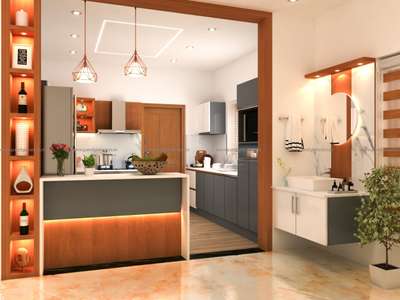 Kitchen, Lighting, Ceiling, Storage Designs by Interior Designer SARATH S, Kottayam | Kolo