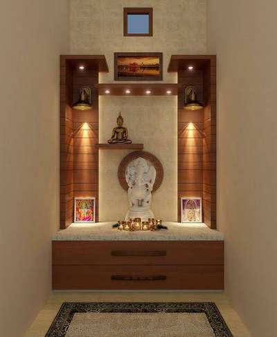 Lighting, Prayer Room, Storage Designs by Carpenter MOHD JABlR MOHD JABlR, Gautam Buddh Nagar | Kolo