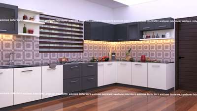 Kitchen, Lighting, Storage Designs by Interior Designer Unison Interiors, Kottayam | Kolo
