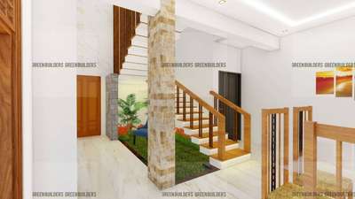 Staircase, Wall Designs by Architect Green  Builders, Kottayam | Kolo