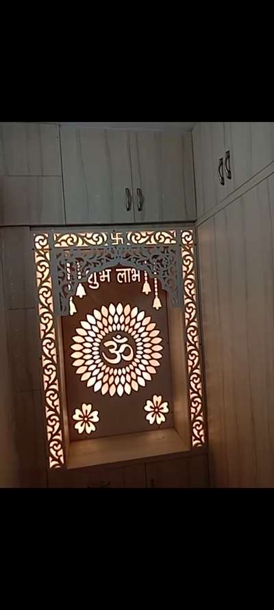 Lighting, Prayer Room, Storage Designs by Interior Designer laser metal work and wood Works, Faridabad | Kolo