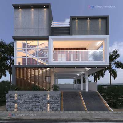 Exterior, Outdoor, Lighting Designs by Interior Designer Artizan interiors, Kottayam | Kolo