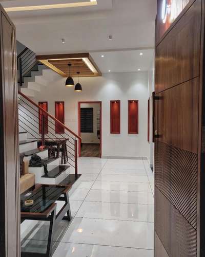 Ceiling, Lighting, Staircase, Storage, Flooring Designs by Civil Engineer Shan Tirur, Malappuram | Kolo