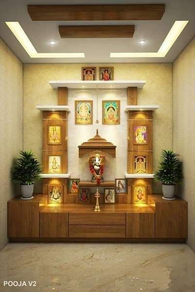 Lighting, Prayer Room, Storage Designs by Carpenter sameer saifi, Thrissur | Kolo