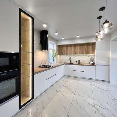 Kitchen, Lighting, Storage Designs by Interior Designer T M Ali, Malappuram | Kolo