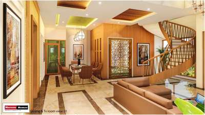 Dining, Furniture, Table, Ceiling, Lighting Designs by Architect morrow home designs , Thiruvananthapuram | Kolo