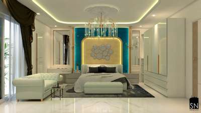Bedroom, Lighting, Furniture, Wall, Storage Designs by Architect Shivam nanda, Gurugram | Kolo