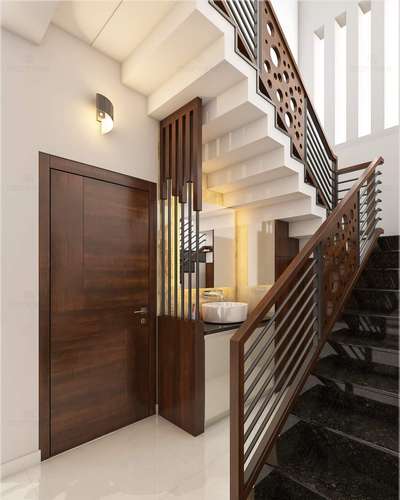Door, Lighting, Bathroom, Staircase Designs by Architect QBIC BUILDERS   AND DEVELOPERS, Ernakulam | Kolo