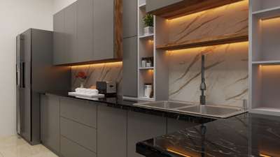 Kitchen, Lighting, Storage Designs by Architect Aafrin Ansar, Thiruvananthapuram | Kolo