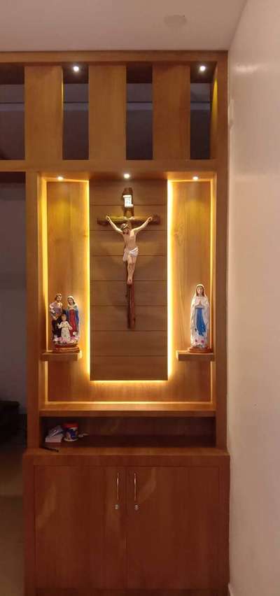 Prayer Room, Lighting, Storage Designs by Interior Designer Mahin Lush, Ernakulam | Kolo
