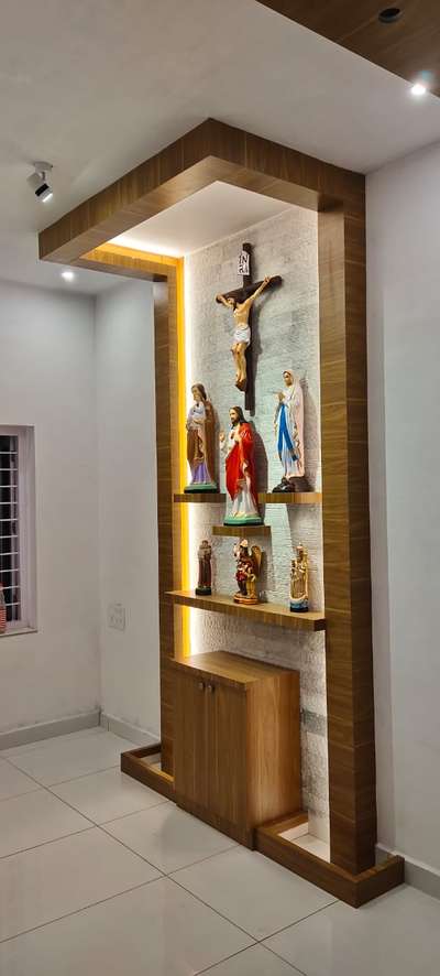 Prayer Room, Storage, Lighting Designs by Carpenter Sumesh tg, Thrissur | Kolo