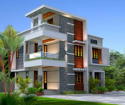 Exterior, Lighting Designs by Contractor JIJIN FRANCIS ANNA HOMES, Alappuzha | Kolo