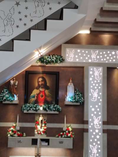 Prayer Room, Lighting, Staircase Designs by Contractor Jose Joseph K P, Ernakulam | Kolo