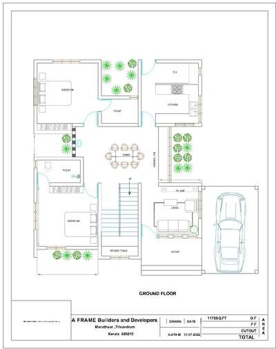 Plans Designs by Civil Engineer Ajith Aramughan -A FRAME Developers , Thiruvananthapuram | Kolo
