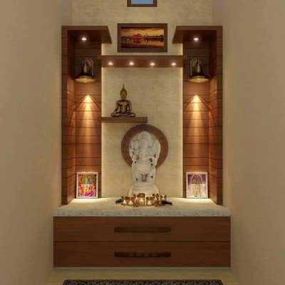 Lighting, Prayer Room, Storage Designs by Carpenter ajimon kv, Ernakulam | Kolo