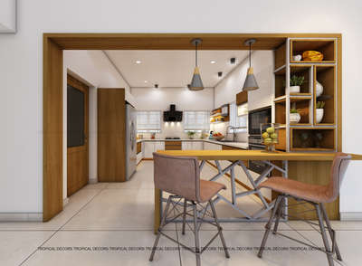 Kitchen, Lighting, Storage, Table, Furniture Designs by Interior Designer Riyas K S, Kottayam | Kolo