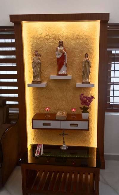 Prayer Room, Storage, Lighting Designs by Carpenter CYRIL RAPHAEL, Thrissur | Kolo
