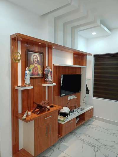 Prayer Room, Living, Lighting, Storage Designs by Interior Designer Kerala modular kitchen and interior, Alappuzha | Kolo