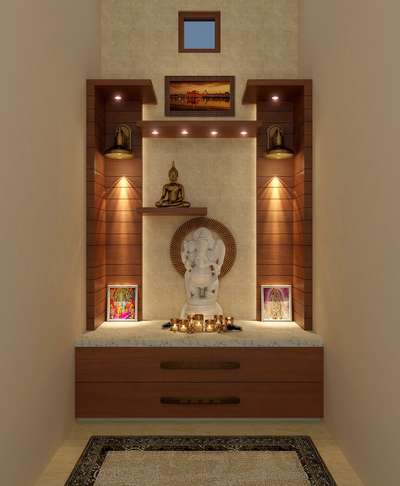 Lighting, Prayer Room, Storage Designs by Contractor Ratan Lal, Delhi | Kolo