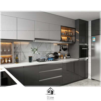 Kitchen, Lighting, Storage Designs by Architect DZIRE  ARCHITECTS, Kollam | Kolo