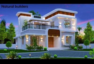 Exterior, Lighting Designs by Architect Shihaj Natural builders, Alappuzha | Kolo