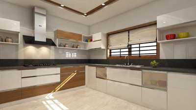 Kitchen, Lighting, Storage Designs by Contractor JJ Wood Work  and Interiors, Alappuzha | Kolo