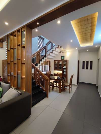 Ceiling, Furniture, Dining, Lighting, Table, Staircase Designs by 3D & CAD PREM PREMDAS, Thiruvananthapuram | Kolo