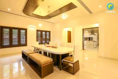 Ceiling, Dining, Furniture, Table, Window Designs by Architect Concetto Design Co, Kozhikode | Kolo