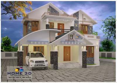Exterior Designs by Civil Engineer Home 3D, Malappuram | Kolo