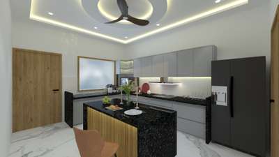 Ceiling, Kitchen, Lighting, Storage Designs by Interior Designer Aziz Matka, Indore | Kolo