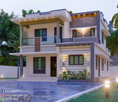 Exterior, Lighting Designs by Contractor Kannampadathil Constructions, Kottayam | Kolo