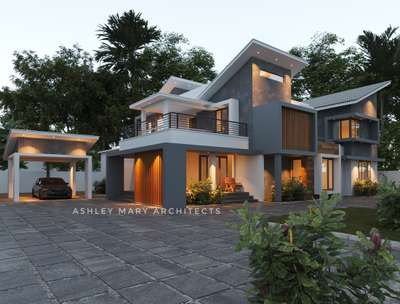 Exterior, Lighting Designs by Architect Ashly Mary Architects, Kottayam | Kolo
