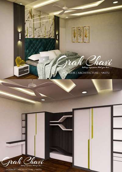 Ceiling, Furniture, Lighting, Storage, Bedroom Designs by Architect GrahChavi interiors, Indore | Kolo