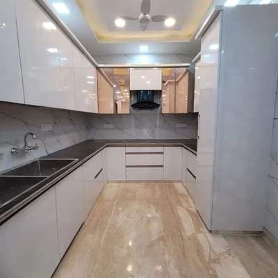 Kitchen, Lighting, Storage, Flooring Designs by Interior Designer Guddu Pal, Ghaziabad | Kolo