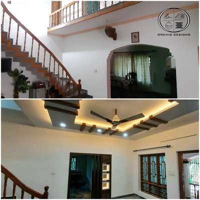 Ceiling, Staircase Designs by Contractor orchid designs, Pathanamthitta | Kolo
