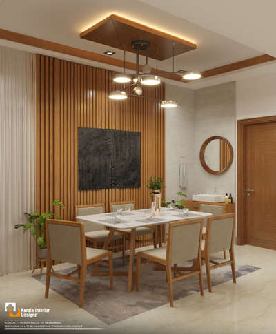 Ceiling, Dining, Furniture, Table, Lighting Designs by 3D & CAD Kerala Interior Designz, Kozhikode | Kolo