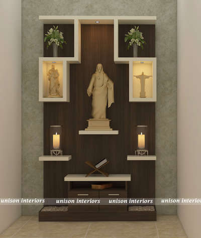 Lighting, Prayer Room, Storage Designs by Interior Designer Unison Interiors, Kottayam | Kolo