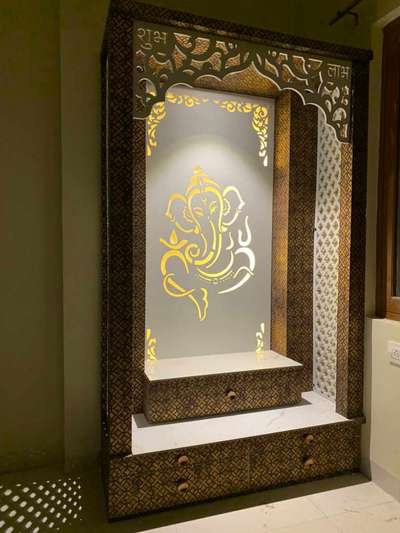 Prayer Room, Storage Designs by Carpenter Seyd Tahir Ali, Vidisha | Kolo