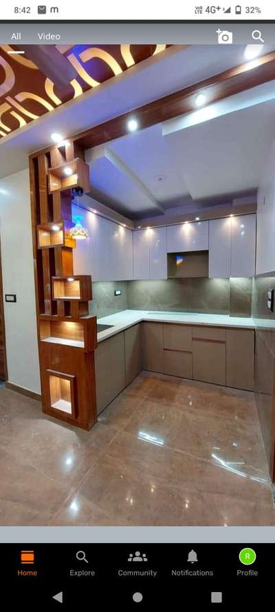 Lighting, Kitchen, Storage, Flooring Designs by Carpenter Saleem Saleemsaifi, Ghaziabad | Kolo