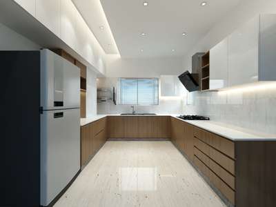 Ceiling, Kitchen, Lighting, Storage, Flooring Designs by Interior Designer Consilio Concepts, Ernakulam | Kolo