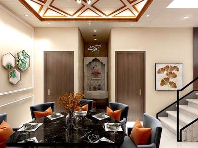 Dining, Furniture, Lighting, Table, Staircase Designs by Architect Ar Pushpendra Kumar, Ghaziabad | Kolo