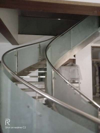 Staircase Designs by Building Supplies Crizzle glass art, Thrissur | Kolo